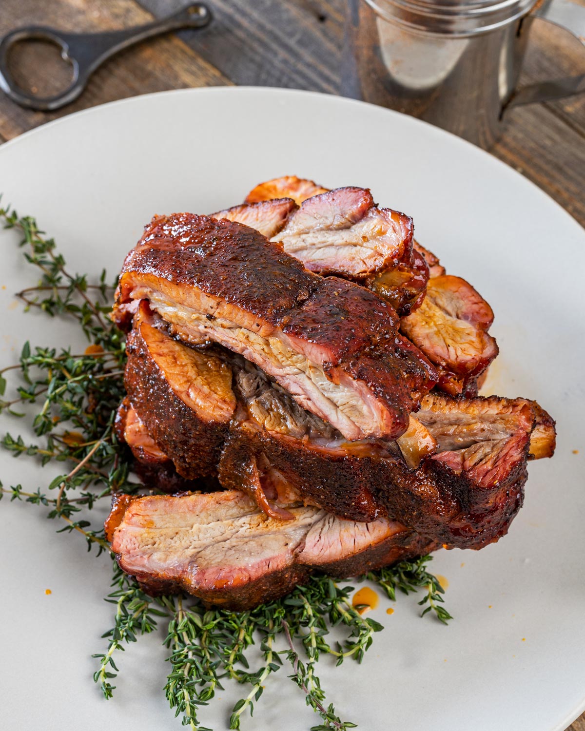 Pile up a plate of these spicy Cajun pork ribs, slowly smoked and sauced.