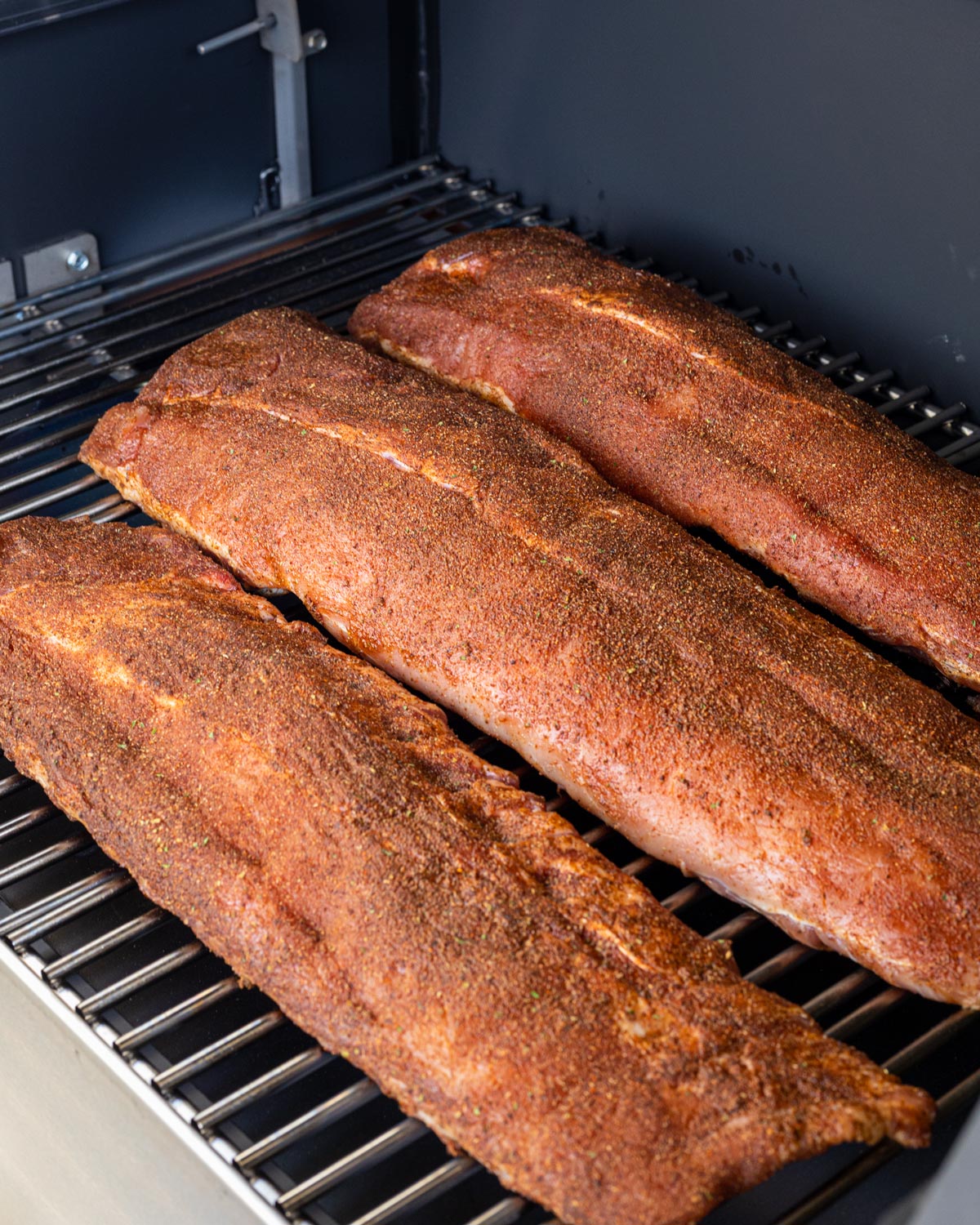 Smoke the ribs at 300°F for 90 minutes during this first stage.