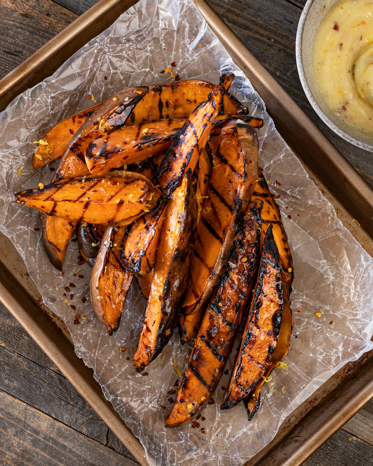 Grilled sweet potatoes make the most flavorful fries.