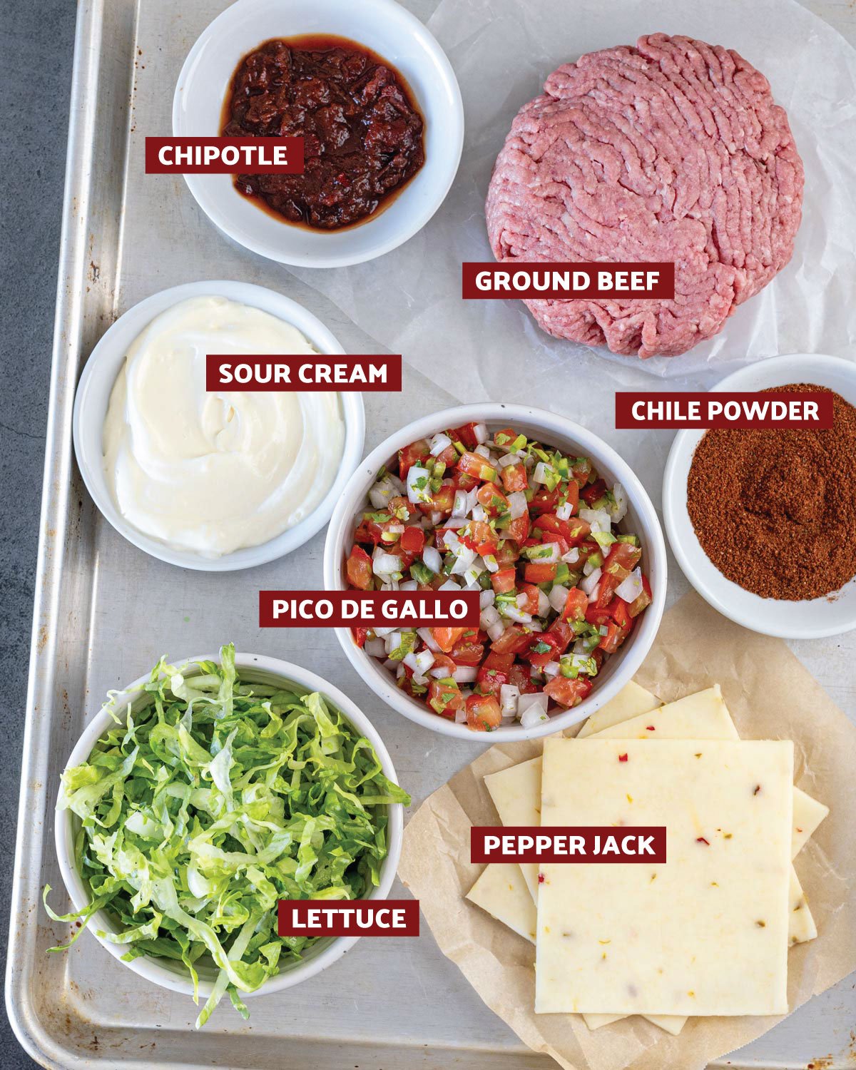 Key ingredients for the Mexican chopped cheese sandwich
