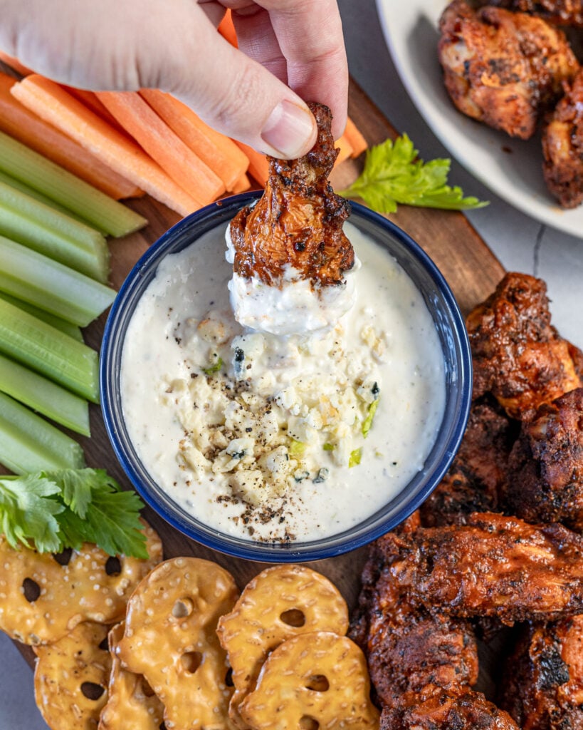 Dip your favorite wings and veggies into this chunky blue cheese dressing.