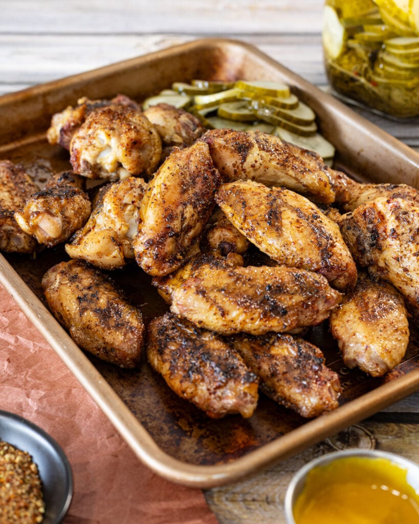 Make sure you have some tasty sides and sauces for the pastrami chicken wings.