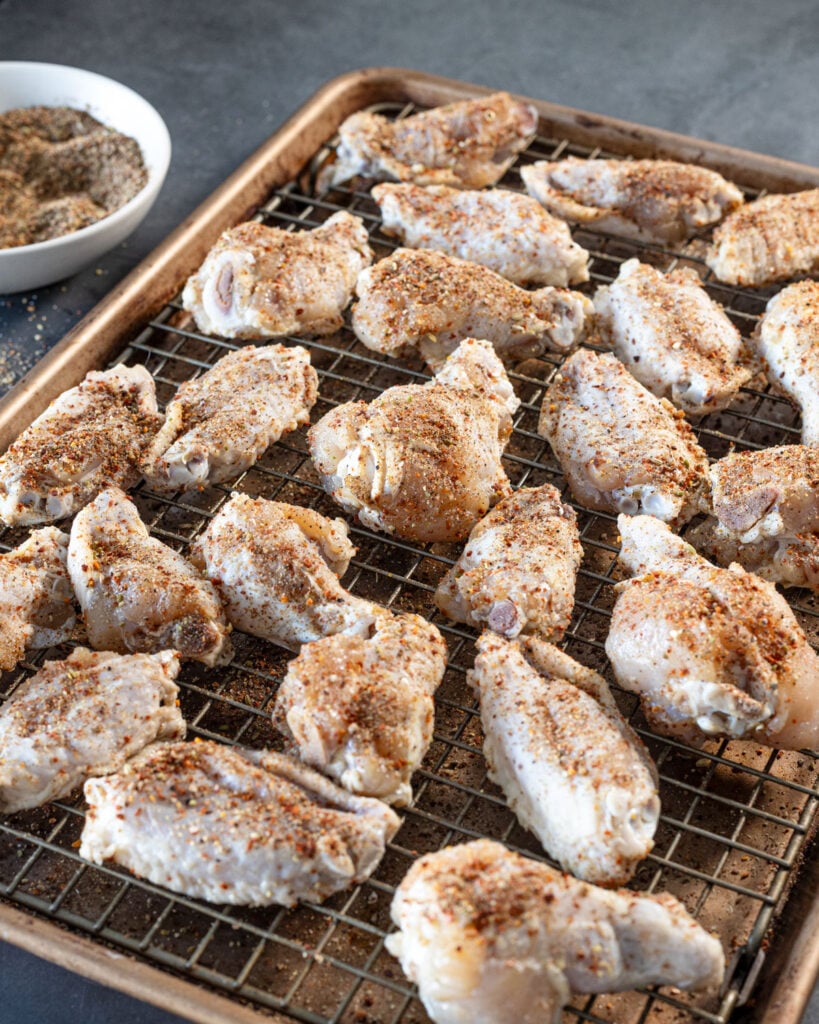 Use your preferred pastrami seasoning on the wings after they are removed from the brine.