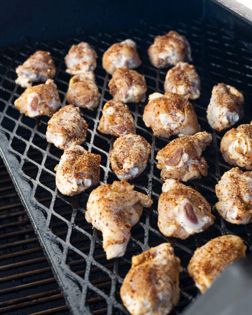 Smoke the seasoned pastrami chicken until crispy.
