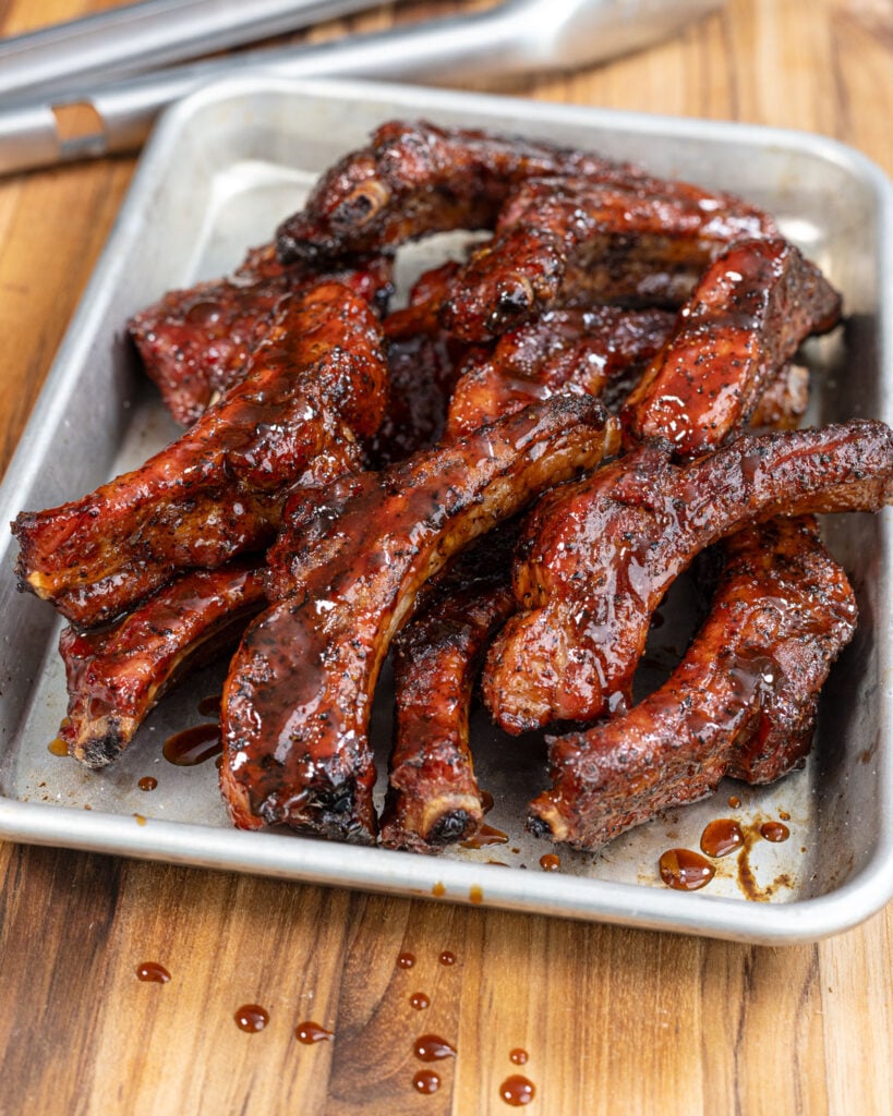Try our homemade honey bourbon BBQ sauce on these party style bbq ribs.