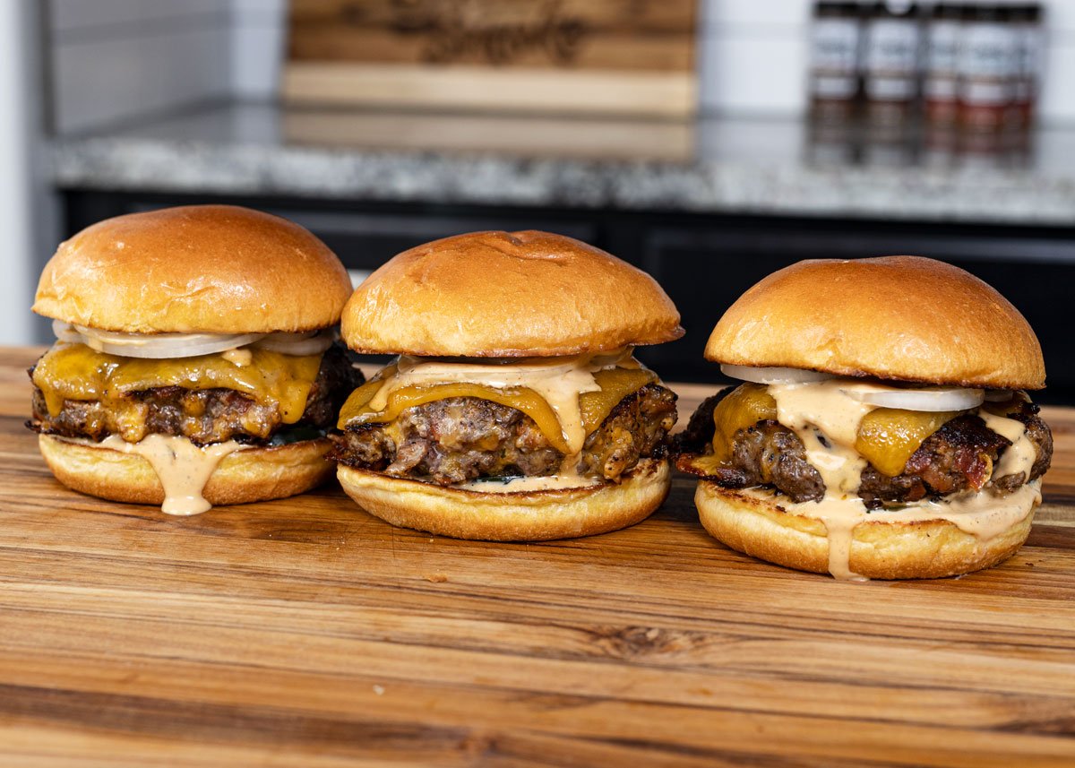 Grab one of these crispy and cheesy Crack Burgers loaded with bacon, cheddar, and ranch.