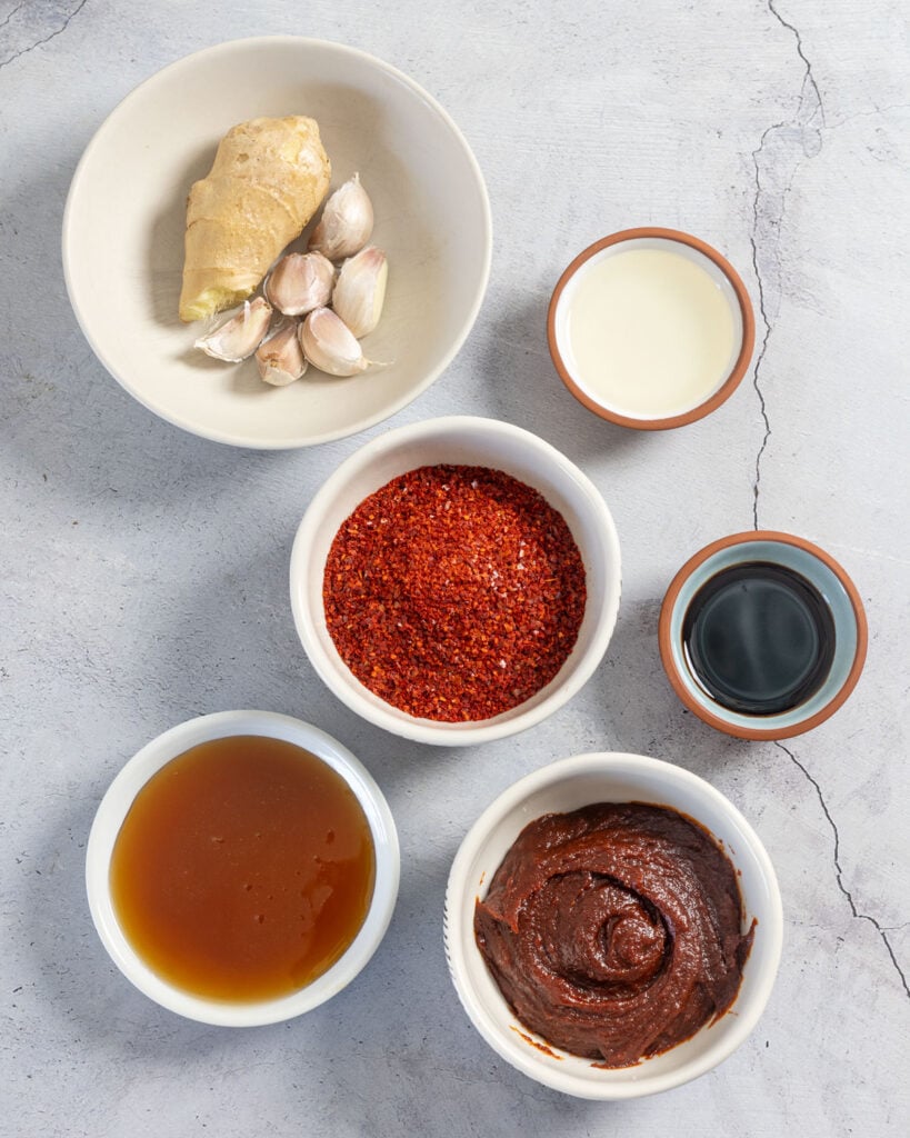 These are the ingredients for the Korean fire chicken marinade.