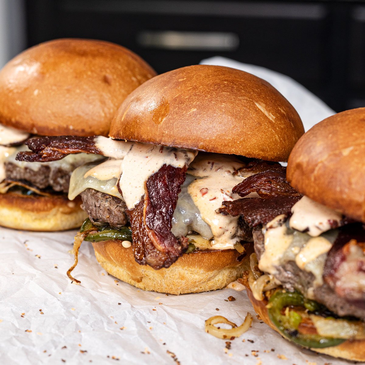 Featuring this spicy Southwest burger with jalapenos and chipotle sauce.