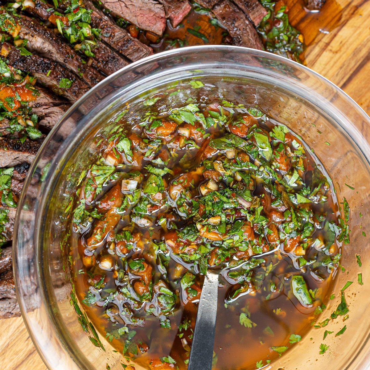 Featuring red chimichurri sauce