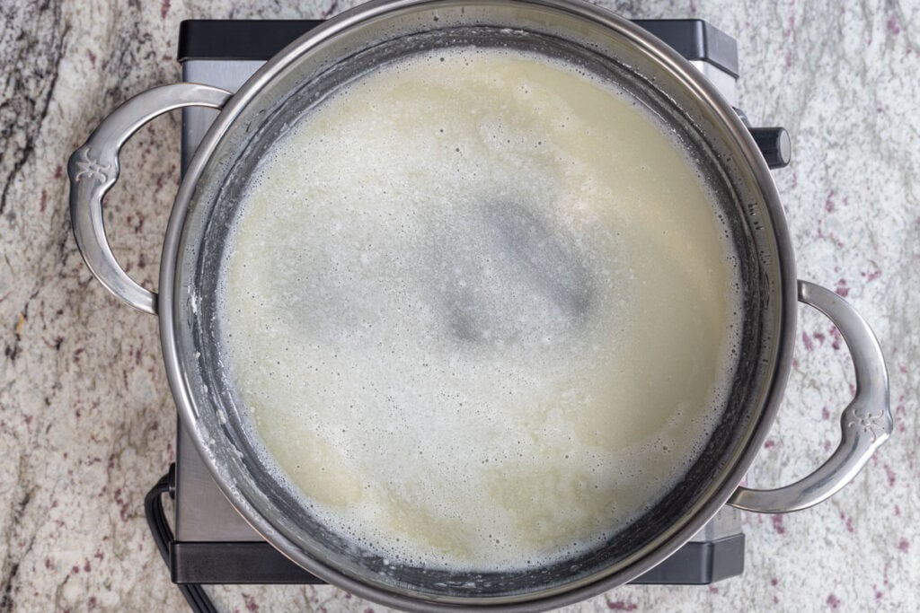 Create a roux in a sauce pan before adding in the corn.