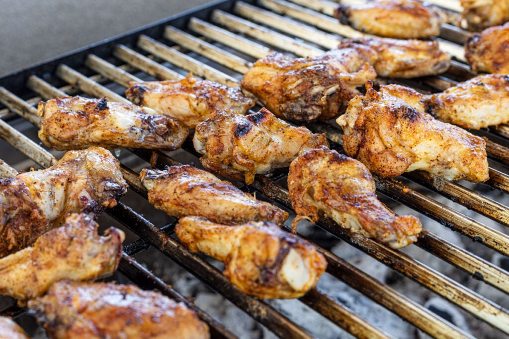 Wings on the grill on direct heat.